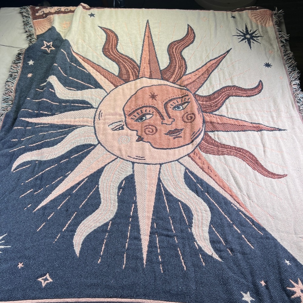 Earthbound Trading Co Sun Moon Celestial Woven Cotton Throw  Tapestry60x80